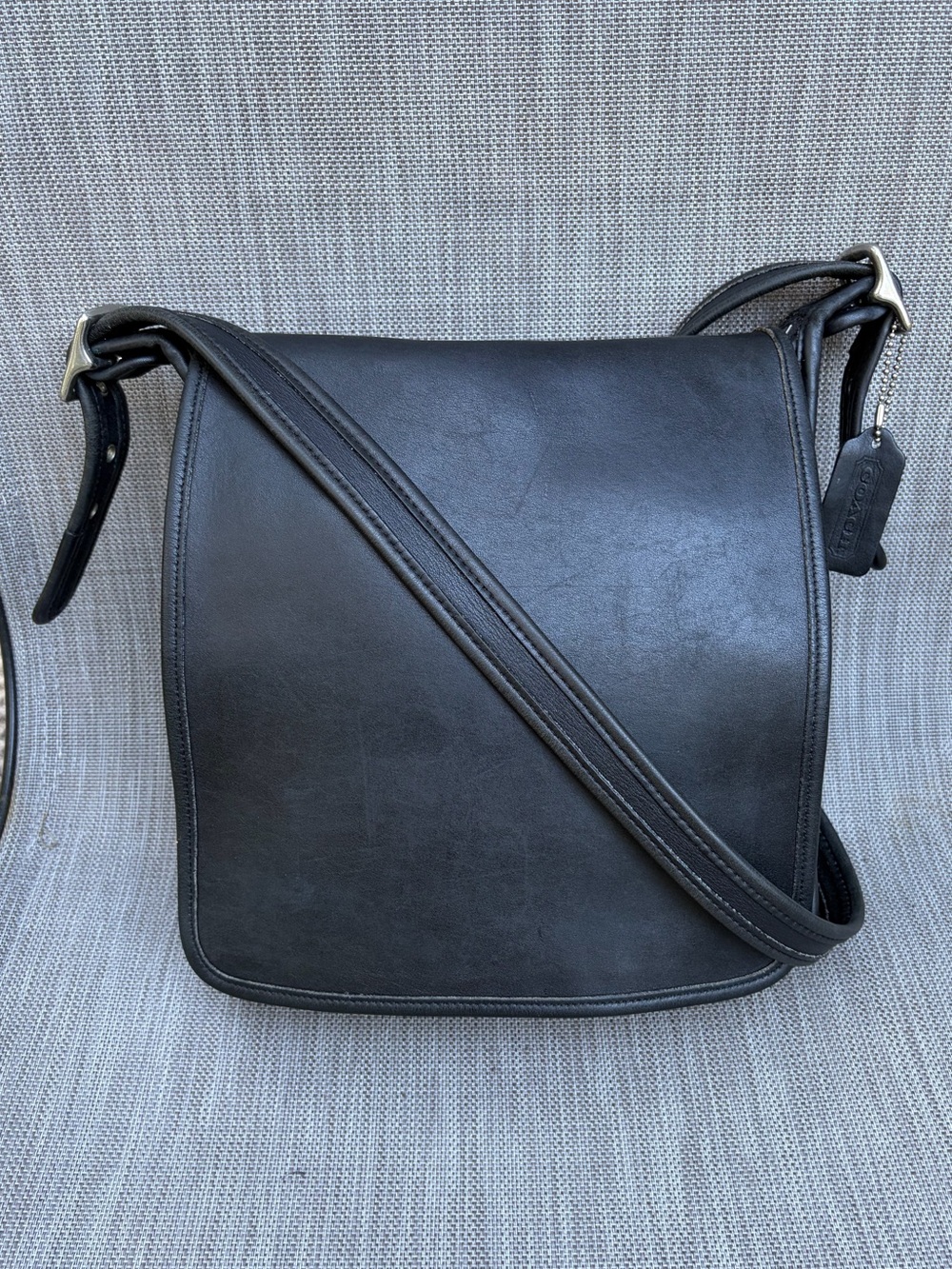 Vintage Coach 9144 Black Studio Legacy Flap Messenger Leather Bag